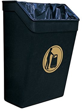 Glasdon Trimline 25 Outdoor Litter Bin (Black & Gold) with Moulded Plastic Liner – 25-Litre External Post or Wall Mounted Litter Bin – Open Top with Wall or Post Mounting Kit (Wall Mounted)
