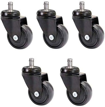 WAGNER ultrawendige 360° - 3C - Design-Lenkrollen/Möbelrollen 5tlg. Set - schwarz, soft, Kugellager, Steckstift 11 x 22 mm, Durchmesser Ø 50 mm, Bauhöhe 75 mm, Tragkraft 50 kg/Rolle - 02225261