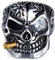 Adisaer Herren Ringe Edelstahl Silber, Weiß Zirkonia Mit Zigaretten Schädel Totenkopf Freundschaftsring Punk Ring Silber Größe 70 (22.3)