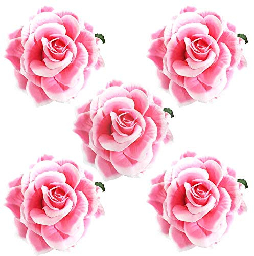 SCF2017 5 x Rosen-Haarspangen, Haarnadel, Brosche, Brautschmuck, Hochzeit, Brautjungfer, Party-Zubehör (Pink)