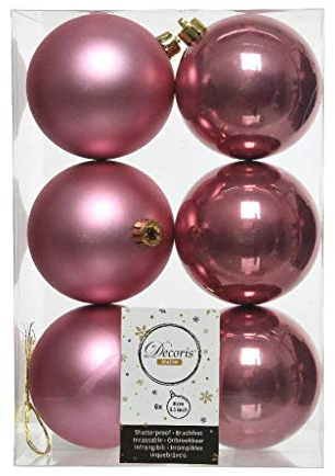 Peragashop 6er Set Christbaumkugeln 8cm rosa Samt matt/glänzend Baumschmuck