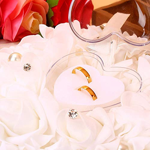 Hochzeit Ringkissen, romantische Rose Hochzeit Gefälligkeiten Herz Perle Ring Box Kissen Kissenhalter für Hochzeitsfeier