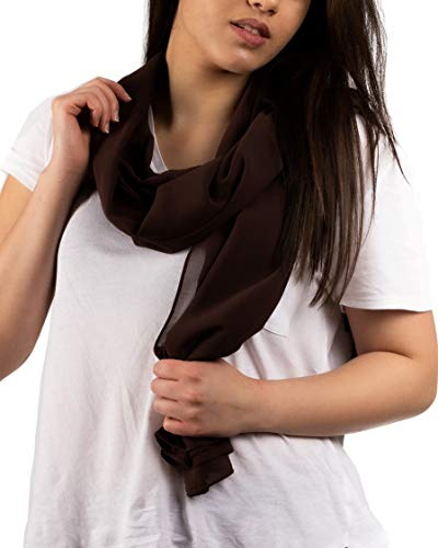 DOLCE ABBRACCIO by RiemTEX Schal Damen PRIMAVERA in Braun Damenschal Halstuch Schals & Tücher Scarf aus Chiffon für Sommer Frühling Ganzjährig XXL Tuch Kleidung Stola Chiffontücher (Dunkelbraun)