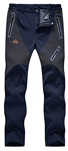 donhobo Damen Outdoorhose Winddicht Wasserdicht Wanderhose Winter Warm Gefüttert Softshellhose Schnelltrockend Camping Funktionshose Trekkinghose Marine XS