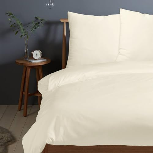 Pizuna Bettwäsche 200x220 + 80x80 Baumwolle Neues Elfenbein 400 Fadenzahl | 2-Teilig 100% Langstaple Baumwolle Bettbezug und Kissenbezug, Mako Satin Bettwäscheset 200x220 + 80x80