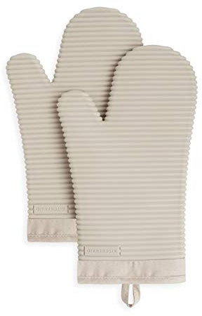 KitchenAid Ensemble de Gants de Cuisine côtelés en Silicone Doux, 17,8 x 33 cm, Milkshake
