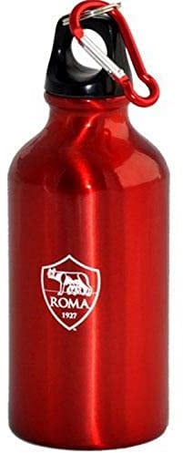 Giemme Borraccia in Alluminio Color Rosso con Moschettone e Tappo a Vite, Prodotto Ufficiale AS Roma. H 17 CM, capacità 400 ML