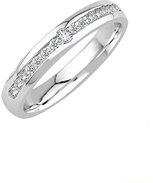 GIORO Lina Damen Ring Verlobungsring Antragsring 925 Silber *handgefasste Steine* Weißgold Platin Optik mit Gravur (50 (15.9))