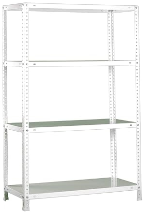 Simon Rack Estanteria Metalica 1500x800x400 mm, 4 Alturas, Bandeja Metal, 75 kg de Punto Flexión, Estanteria Almacenaje, Blanca - Advantage