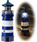 Solar-Leuchtturm-Ornament, 30 cm hoch, Solar-Leuchtturm mit drehbarer Leuchtturm, um 360 Grad drehbar, tolles Leuchtturm-Geschenk für Kinder (rund, blau)