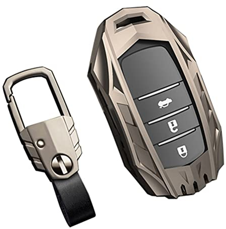 Otai Zinklegierung + TPU + Leder Autoschlüssel Hüllen für Toyota Prius Camry Corolla CHR RAV4 Prado 2016-2021 Fernbedienung Shell 2 3 Tasten (Matt)