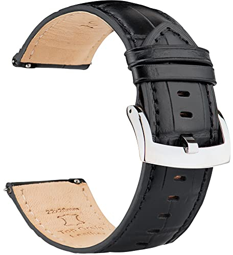 OTTOODY Leder Uhrenarmbänder 18mm 20mm 21mm 22mm Armband Alligator Grain, Schnellverschluß Leder Uhren-Armband für Herren Damen, Hochwertige Ersatz Leder Uhrenarmband für Uhr und Smartwatch