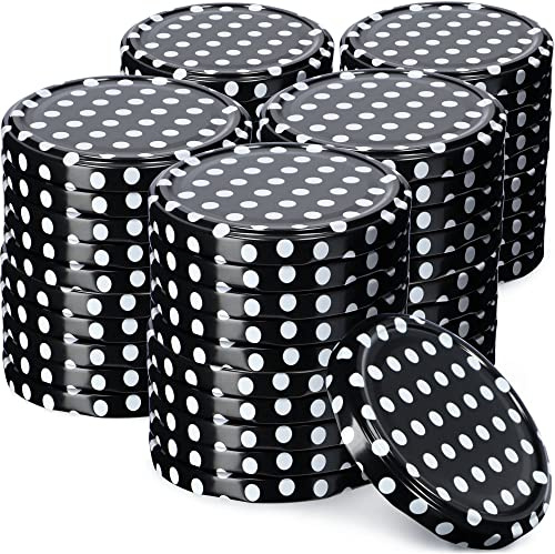 KADAX 50er Set Schraubdeckel TO66 ⌀ 66mm Schwarz Gepunktet – Twist-Off Ersatzdeckel für 235-900ml Einmach- & Marmeladengläser | Luftdicht & Spülmaschinenfest