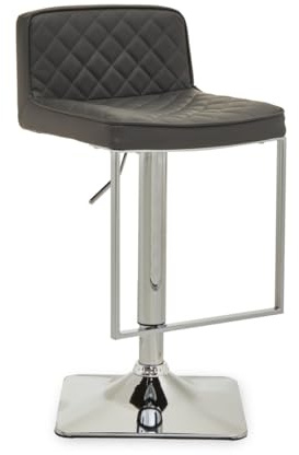 Premier Housewares Dark Grey And Gold Square Base Bar Stool Kitchen Bar Stool Chairs Dark Stools For Kitchen Breakfast Bar Stool 45 x 103 x 40 cm