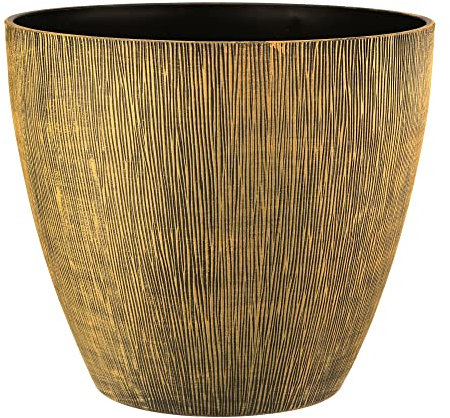VERDENIA Arizona Blumentopf Leichter Blumenkübel Balkonblumentopf Dekorativer Topf für Pflanzen für Innen und Außenbereich Pflanztopf aus Kunststoff Runder Viele Farben 33cm 23402 Bambus