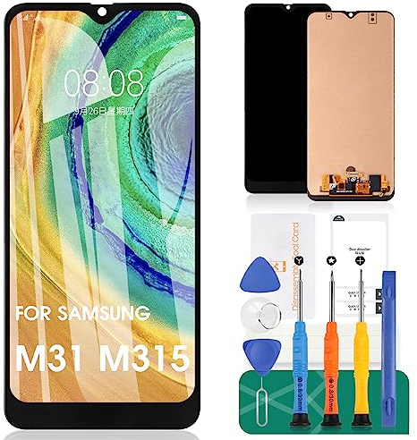 SRJTEK Für Samsung Galaxy M31 LCD-Bildschirm für Samsung M31 Bildschirm Ersatz M315 LCD Display SM-M315F Touch Digitizer Assembly SM-M315F/DS Reparatursets (OLED Unterstützung Fingerabdruck-Funktion)