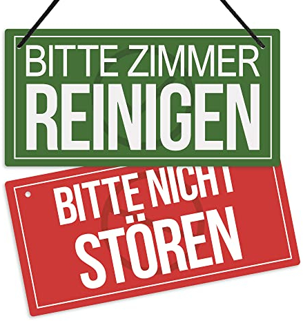 Putuo Decor Bitte Zimmer Reinigen, Bitte Nicht Stören Schild, Wendbares doppelseitiges Schild PVC Hängeplakette für Wohnzimmer Schlafzimmer Haus und Büro, 25,4 x 12,7 cm