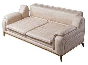 JV Möbel Sofa Beige 3 Sitzer Wohnzimmer Klassische Design Chesterfield Elegantes Stil Neu