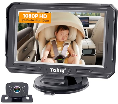 Yakry Baby Car Camera Backseat - HD 1080P Rear Facing Car Baby Monitor with Camera 360° Rotation Adjustable Car Seat Camera 150° Wide View 3 Mins Easy Installation Y60