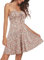Missufe Robe d'été pour femme Swing Robe décontractée à bretelles spaghetti Cami, Motif floral rose blanc, M