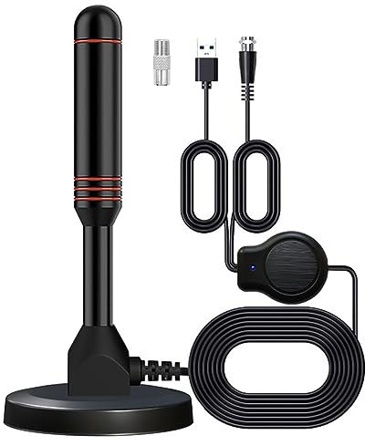 Alnicov Antenna TV Antenna TV Digitale HD Portatile Ricezione Interna a Lungo Raggio con Amplificatore di Segnale e Base Magnetica