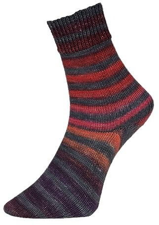 Woolly Hugs Paint Socks von Veronika Hug,4-fädig,100g/420 m,75% Schurwolle/25% Polyamid,2 identische Socken stricken, (204 ROT GRAU)