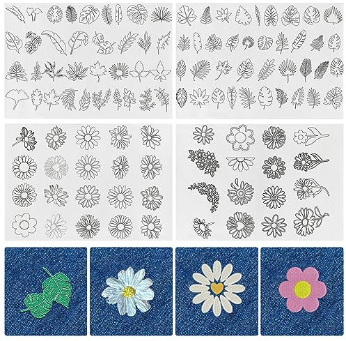 100 Stück Stickvorlagen, Stickvorlagen Wasserlöslich Sticken Vorlagen Stickvlies Wasserlöslich Vorlagen Stabilisatoren zum Handnähen, Sticken für DIY Projekte, Kleidung & Taschen Personalisieren (05)