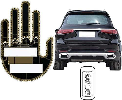 EHOTER LED Mittelfinger Road Rage Schild für Autofenster Lustiges Auto Fingerlicht mit Fernbedienung Cool Licht Up Finger Auto Innenlicht Flick Hand Licht Auto Assesoriess Autozubehör Geschenk