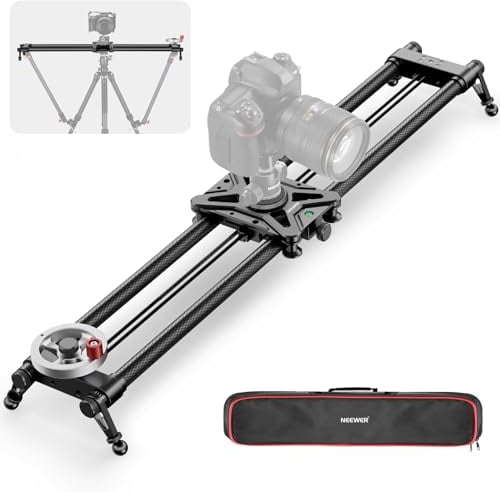 NEEWER 31,5'' Kamera Slider mit Schwungrad und Kurbel, glattere Karbonfaser Dolly Schiene mit 4 präzisen Lagern, verstellbare Beine, für DSLR Kamera Camcorder, maximale Belastung 17,6lb/8kg, CS85CM