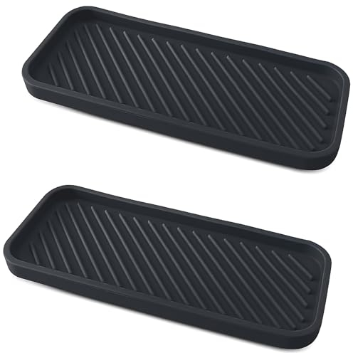 2 Bandejas Organizadoras de Silicona, Organizador para Fregadero de Cocina en Silicona, Bandeja Organizadora para Fregadero, Tapete de Secado de Silicona, Bandeja de Almacenamiento para Baño