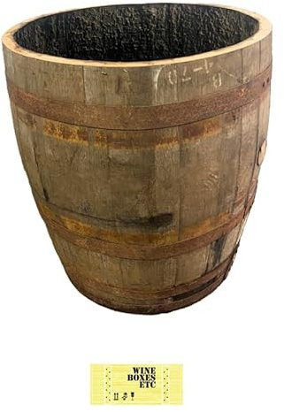 62cm Wide + 65cm Tall - Genuine Oak Barrel Wooden Planter Garden Window Flower Shrub tree Wine Whiskey large