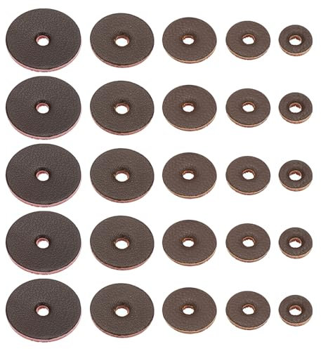 PATIKIL Leather Washers, 200pcs Leather Handle Washers Leather Spacer Cushion Washers 1.5 mm Thick Round for Knife Handle Hammer Hatchet Badge Bicycle Seat Crafts, Brown