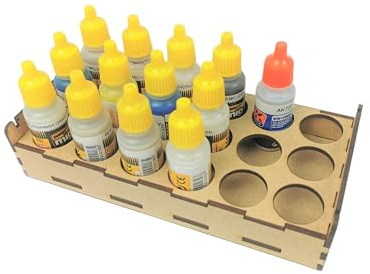 HobbyHold Farbregal Modellbau 18 Löchern - Holz Modellbau Zubehör - Paint Rack Lasergeschnitten 27mm - Paint Station Ideal für Army Painter und Vallejo Farben - Farbständer einfache Montage