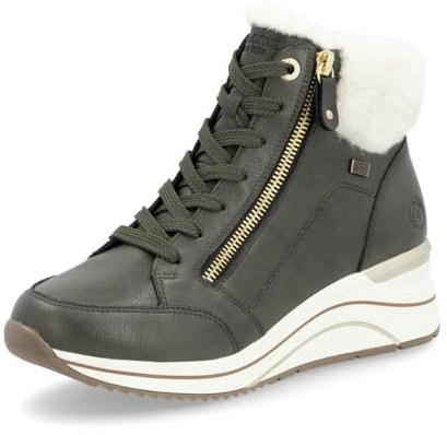 Remonte Damen High-Top Sneaker D0T77, Frauen Halbschuhe,lose Einlage,wasserabweisend,remonteTEX,schnürer,schnürstiefeletten,grün Kombi (52),39 EU