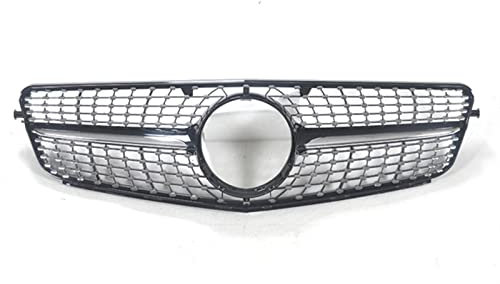Front Kühlergrill Autogrill Für Mercedes Für Benz C-Klasse W204 2007-2014 Schwarz Silber Ersatz Frontstoßstange Kühler Diamantgitter Auto Front Gril(Schwarz)