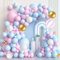 Set di palloncini rosa e blu, 51 pezzi, 12 pollici, colori pastello bianco, rosa, blu, coriandoli in lattice con nastro, palloncini colorati con coriandoli per ragazzi, ragazze, compleanni, matrimoni,