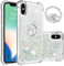 IMEIKONST Glitter Case for iPhone XS Max with Diamonds Ring Kickstand, Liquid Sparkle Sequin Transparent Silicone TPU Bumper Shockproof Cover for iPhone XS Max. Love Silver YBZ