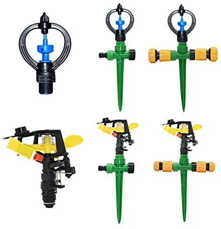 ZXMJYHK Gartenrays Rotary Sprinkler mit 1/2 3/4 Zoll Gewindekunststoff Spike Bauernhof Gießer 360 Grad Vortex Rocker Sprinkler(C)