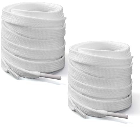 Cosysparks 2 Paia lacci scarpe bambini corti, 80cm lacci scarpe bambini piccoli Spessore Piatto Nero/Bianco lacci piatti sneakers Scarpe da ginnastica Stivali Casual Hiking Board Scarpe (Bianco)