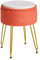 IBUYKE Teddy Samt Lagerung Fußstütze Hocker Ottoman, Make-up Eitelkeits Hocker Beistelltisch mit Abnehmbarer Abdeckung, goldene Stahlbeine, Couchtisch Top Cover, Orange WBD010J