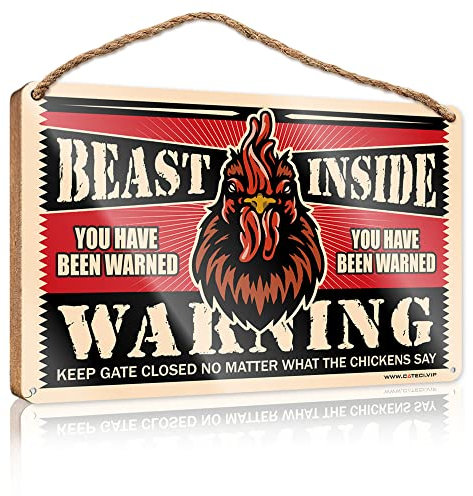 Küchenschild, Dekor, Huhn, Warnschild, Holzschild, Veranda, Schilder, Outdoor, Holz, Hängeschild (15 x 28 cm)