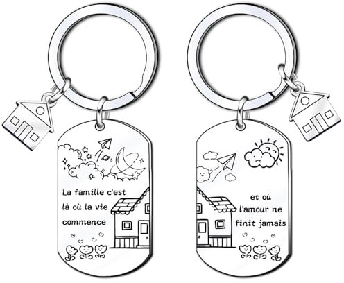 AIMINI Porte-Clés Maison Cadeau Couple Porte-Clés Maison Cadeau Cremaillere, Porte Clé Couple comme Cadeaux Couple Original (3)