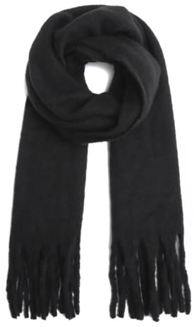 stylx Damen Web Strickschal UNI FARBEN und langen dicken FRANSEN, warmer Winter, Stola