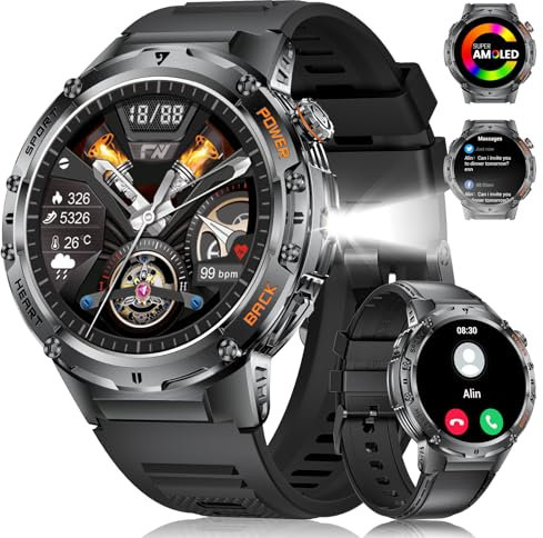 LIGE Smartwatch, 1.43 HD AMOLED Screen, IP68 Impermeabile Smartwatch Pressione Sanguigna, 530mAh Battery/120+ Modalità Sportiva/Monitoraggio Della Frequenza Cardiaca, Android IOS Smartwatch Fitness