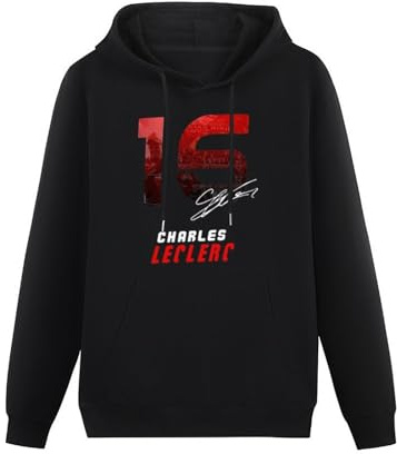 PEDFUVL Charles Leclerc Essential 16 Men's Hoodies Graphic Printed Black Pullover Sweatshirts L