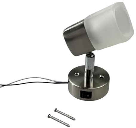 LUNA LED Aufbauleuchte mit integriertem Schalter 350° schwenkbar mattchrom gebürsteter Stahl 10-15 V DC für Wohnwagen und Caravans