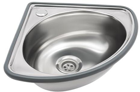 Wall Mount Kitchen Sink, Stainless Steel Triangle Wash Basin, Small Bathroom Corner Basin Sinks, Single Bowl Sink for Kitchen RV Caravan Camper Boat