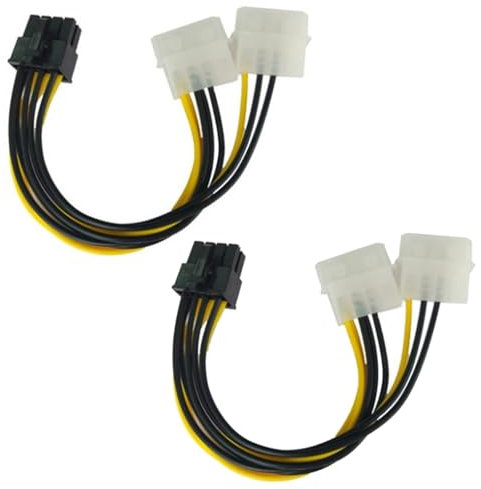 Yuiturt 2 Pcs 8 Pin PCIe to to 2x4 Pin LP4 Molex Power Cable, 8-Pin GPU Cable Adapter PCI Express Cable PCIe Cable Converter, Dual 4 Pin Male 8 Pin Female Graphics Card Power Supply Cord, 18cm Length
