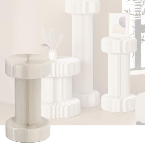 YJEUZCD Rund Sockel Stand, Faltbar Papier Spalten Für Parteien, Geburtstag Hochzeit Blume Sockel Ständer, Pappe Anzeige Dekoration Tabelle(Weiß,22.0x15.0 in)
