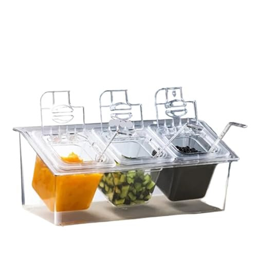 OZLCUA Jam Jars Square plastic transparent box basin tray with lid jam seasoning box milk tea shop tray Storage pan with rack tray Preserve Pots(Red)